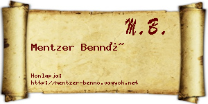 Mentzer Bennó névjegykártya